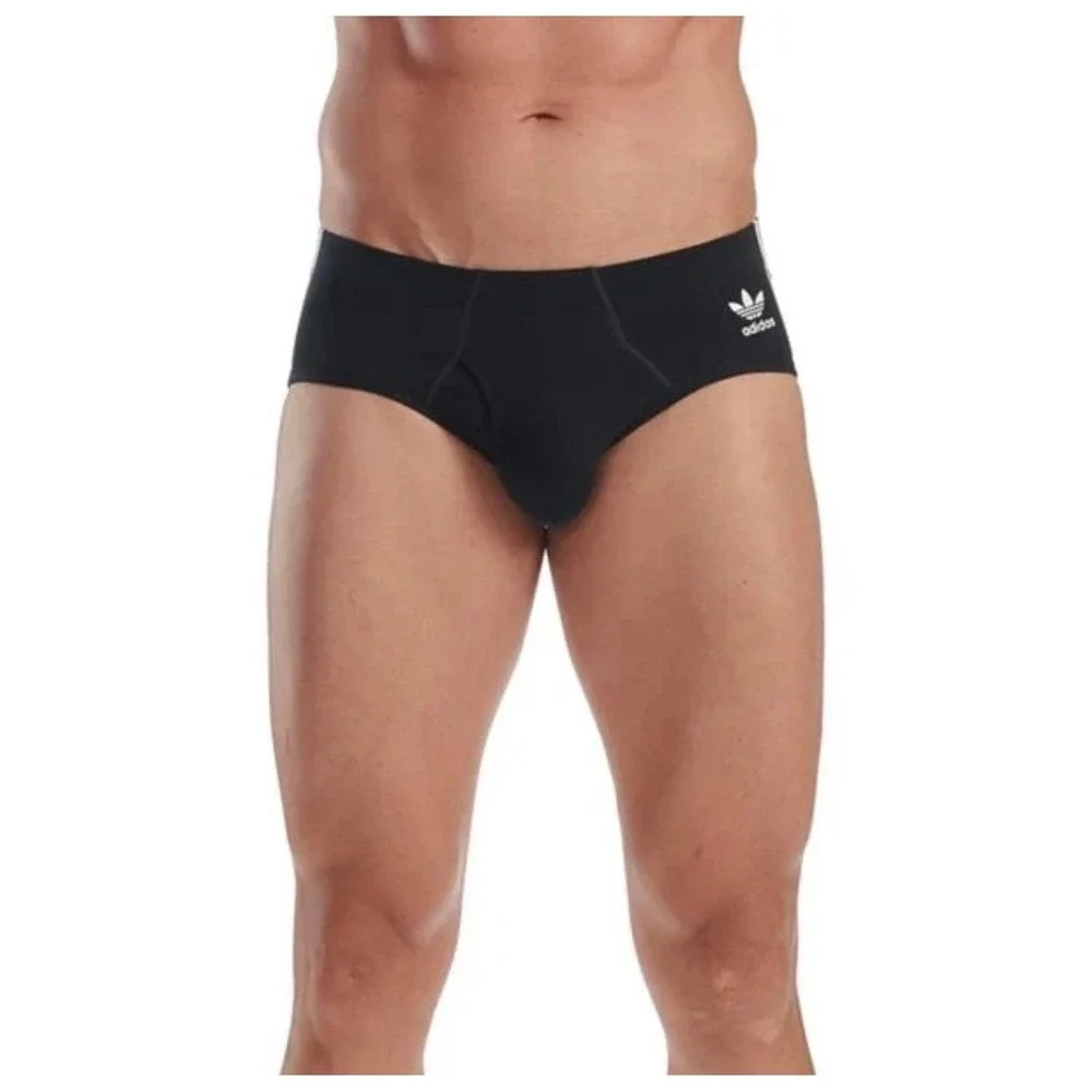 Adidas 3 Pack Comfort Flex Cotton 3 Stripes Briefs Black Size Large 36-38